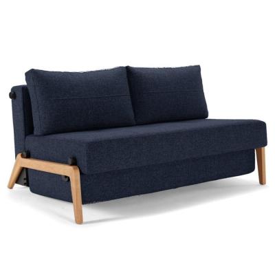 INNOVATION LIVING Inside 75 Canap&eacute; design CUBED 02 WOOD convertible lit 200*140 cm tissu Mixed Dance Blue