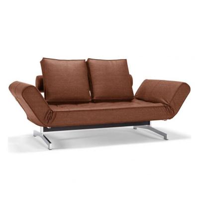 INNOVATION LIVING Canap&eacute; design GHIA CHROME Leather Look Brown Faunal convertible lit 210*80cm