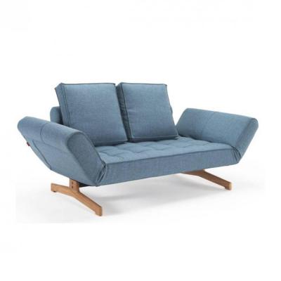 INNOVATION LIVING  Canap&eacute; design GHIA WOOD convertible lit 210*80 cm tissu Mixed Dance Light Blue