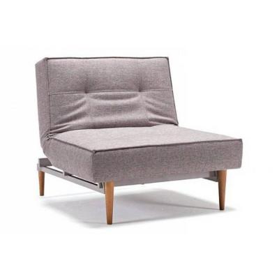 INNOVATION LIVING Fauteuil SPLITBACK STYLETTO gris Mixed Dance Grey convertible lit 90*115 pi&eacute;tement ch&ecirc;ne naturel