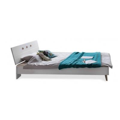 Lit enfant ALBORG 90*200 cm style scandinave blanc rechampis d&eacute;cor ch&ecirc;ne