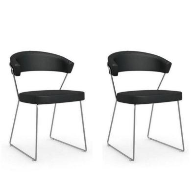 Lot de 2 chaises new york design italienne en cuir noir 20100881146