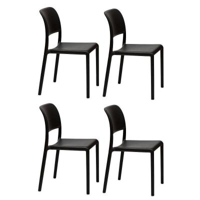 Lot de 4 chaises RIVER empilables design coloris anthracite.