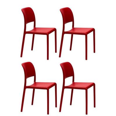 Lot de 4 chaises river empilables design coloris rouge. 20100881270