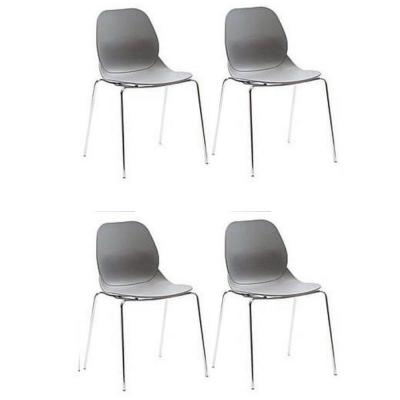 Lot de 4 chaises shell metal design gris 20100881240