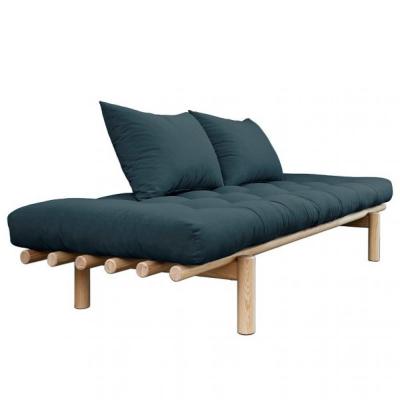 KARUP DESIGN M&eacute;ridienne futon pace en pin coloris bleu p&eacute;trole couchage 75*200 cm.