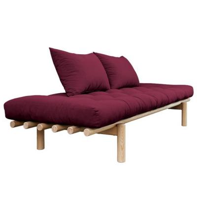 KARUP DESIGN M&eacute;ridienne futon pace en pin coloris bordeaux couchage 75*200 cm.