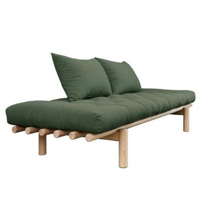 KARUP DESIGN M&eacute;ridienne futon pace en pin coloris vert olive couchage 75*200 cm.