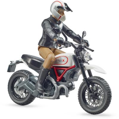 BRUDER  Moto Ducati Desert Sled Noire Et Blanche, Avec Motard