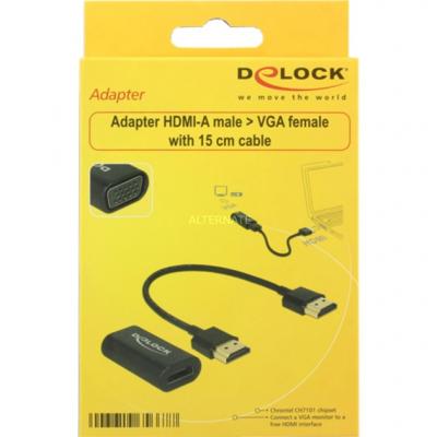 DELOCK  Adaptateur HDMI A Femelle > VGA Femelle (screwle