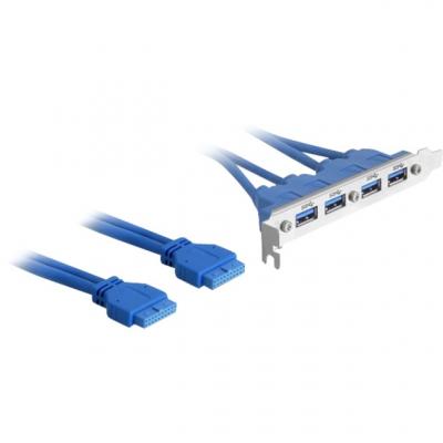 DELOCK  2 x USB 3.0 19-pin - 4 x USB 3.0-A Equerre de slot 1 pc(s)