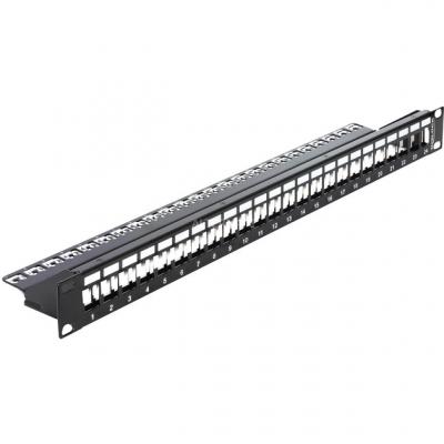 DELOCK  Keystone Patch Panel - Tableau de connexions - noir - 1U - 19"" - 24 ports 