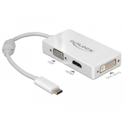 DELOCK  - Adaptateur vid&eacute;o externe - USB-C - DVI, HDMI, VGA - blanc