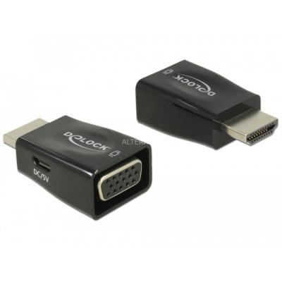 DELOCK  65902 changeur de genre de c&acirc;ble HDMI A VGA Noir, Adaptateur