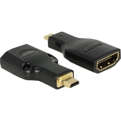DELOCK  - Adaptateur HDMI - 19 pin micro HDMI Type D m&acirc;le pour HDMI femelle - noir - support 4K