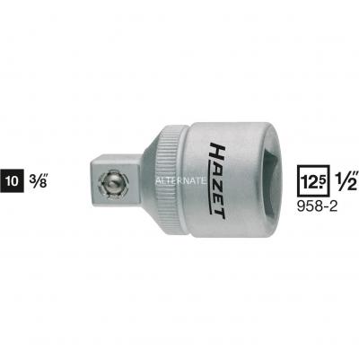 HAZET  958-2 Adaptateur carr&eacute; creux 12,5 mm/carr&eacute; massif 10 mm longueur&nbsp; 36 mm