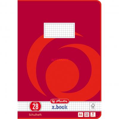 HERLITZ  340281 Livre D'exercices Rouge 32 Feuilles Papier Quadrill&eacute; A4 80 G/M&sup2;