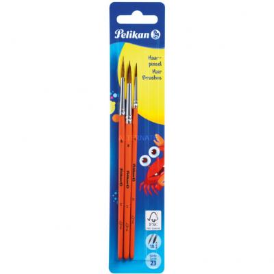  Pelikan Set de pinceaux &agrave; poils fins, 3 pi&egrave;ces, assorti - Lot de 8