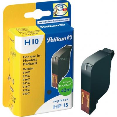 PELIKAN  H10 Cartouche recharg&eacute;e compatible pour HP 15 C6615A 42ml Noir