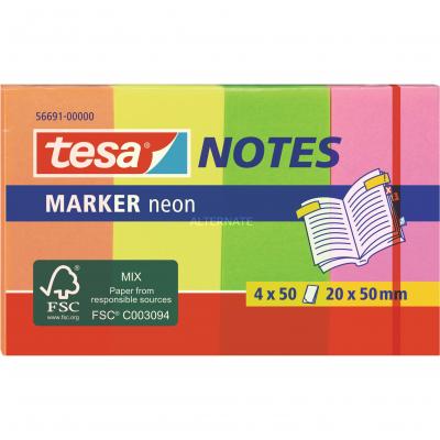 TESA  56691 - Paquet de 200 marque-pages - 20 x 50 mm Coleurs Assorties