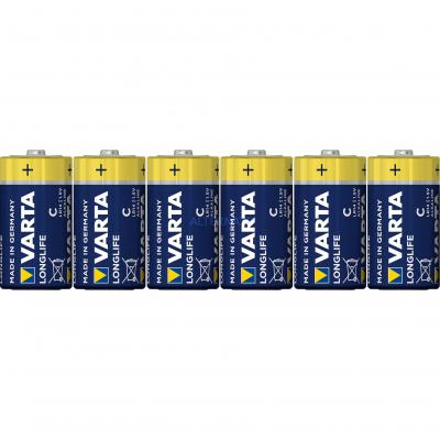 VARTA  Pack de 6 piles alcalines Longlife C (LR14) 1,5V