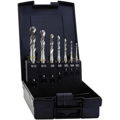 EXACT  05112 Set de tarauds pour machine 7 pi&egrave;ces m&eacute;trique M1, M4, M5, M6, M8, M10, M12 coupe &agrave; droite DIN 371 HSS forme B 1 set 