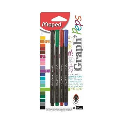 MAPED  Blister Lot De 4 Feutres Fineliner Graph'peps Assorti Standard