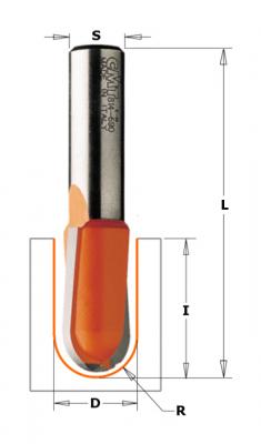 CMT  &ndash; Fraise &agrave; gorge 6mm &ndash; Largeur de coupe 12,7mm &ndash; Longueur tige 50,8mm &ndash; Rayon 3mm &ndash; 2 dents pour fraisage d&eacute;coratif bois