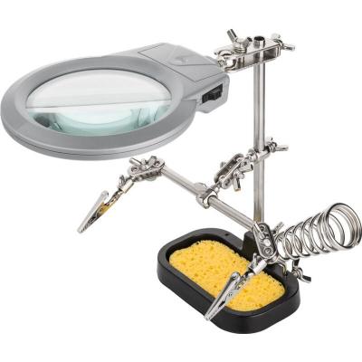FIXPOINT Loupe et lampe LED pour poste &agrave; souder avec support  Goobay