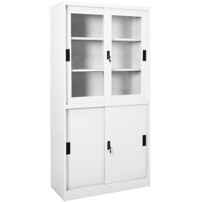 Vidaxl armoire de bureau et porte coulissante blanc 90x40x180 cm acier