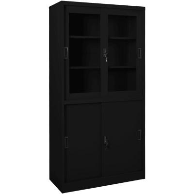 Armoire de bureau avec porte coulissante Noir 90x40x180cm Acier