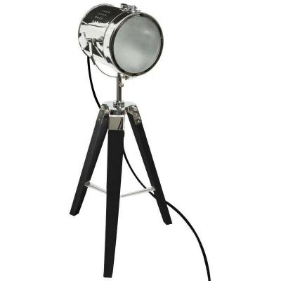 ATMOSPHERA  - Lampe projecteur en m&eacute;tal et Bois bross&eacute; Noir ebor H68
