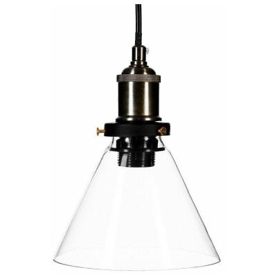 ATMOSPHERA Suspension conique District 9 - 18 x 23 cm - Verre et fer - Noir