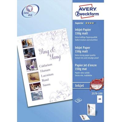 AVERY DENNISON Avery Zweckform Superior Inkjet Paper 2579-100 - Mat - blanc - A4 (210 x 297 mm) - 150 g/m&sup2; - 100 feuille(s) papier