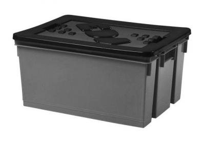 Bac de rangement 50 litres gris avec couvercle noir EDA