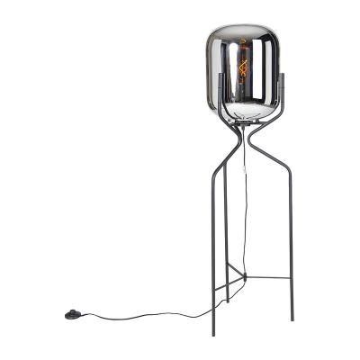 QAZQA Lampadaire design noir avec verre fum&eacute; - bliss