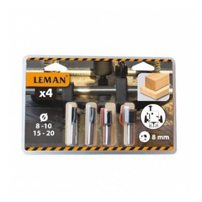 LEMAN  - Lot de 4 fraises de d&eacute;fonceuse &agrave; rainer droites - 428.700.04