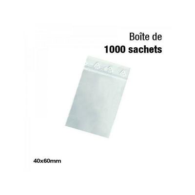  Bo&icirc;te de 1000 sachets zip 50&Acirc;&micro; 40x60mm