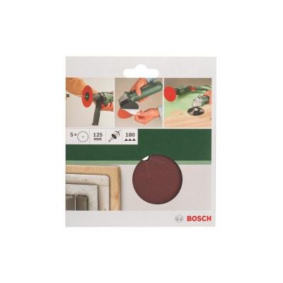 BOSCH Disque abrasif &Oslash; 125 mm G180, RW, non perfor&eacute;, fixation &eacute;trier - 5 pi&egrave;ces