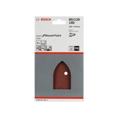 BOSCH Feuilles abrasives, set de 5 pi&egrave;ces 2x80 2x120 2x180