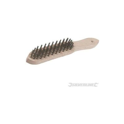 SILVERLINE  PB15 Brosse m&eacute;tal haut rendement, manche bois 4 rangs