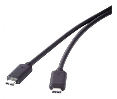 RENKFORCE C&acirc;ble USB USB 3.2 Gen2x2 USB-C m&acirc;le, USB-C m&acirc;le 1.50 m noir contacts dor&eacute;s RF-4381074 
