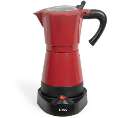 LIVOO Cafeti&egrave;re italienne &eacute;lectrique  dod117rc coloris rouge - 300ml, 6 tasses, 480w 