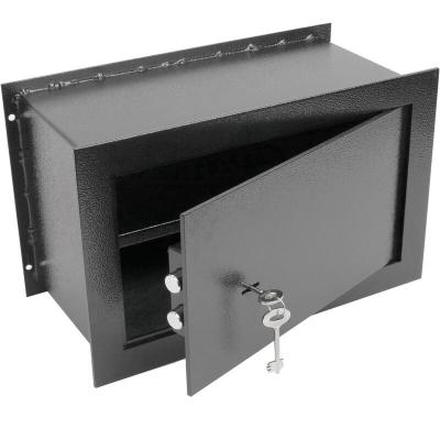 PRIMEMATIK Coffre-fort mural de s&eacute;curit&eacute; en retrait en acier &agrave; cl&eacute; 40x20x25cm noir