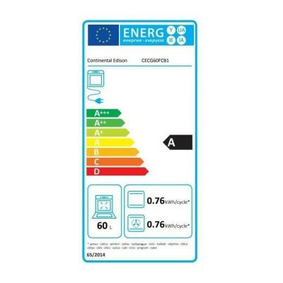 CONTINENTAL EDISON Cuisiniere gaz cecg60fcb1 - 4 feux - l59,8 x p61 xh83cm- noir