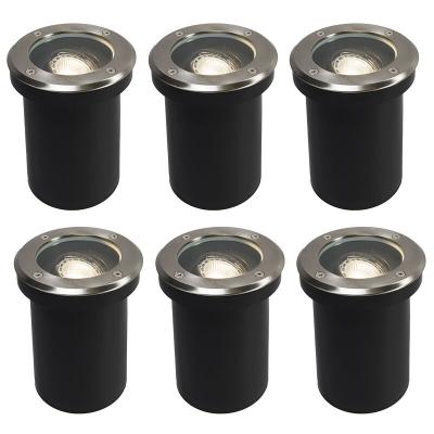 QAZQA Lot de 6 spots de sol ext&eacute;rieurs modernes en acier inoxydable ip65 - delux