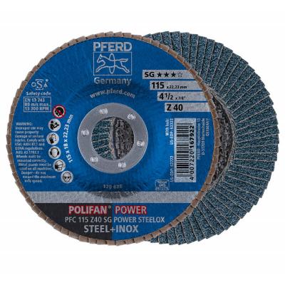 PFERD Meule-&eacute;ventail &Oslash; 125 mm (12200 tr/mn), POLIFAN&reg; SG-ZIRKON, Grain : 60, Mod&egrave;le Bomb&eacute;