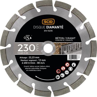 SCID Disque diamant&eacute; b&eacute;ton granit expert Diam&egrave;tre 230 mm 