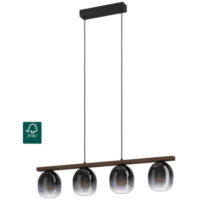 EGLO  Suspension Filago, quatre abat-jour en verre fum&eacute;