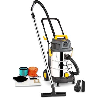 VACMASTER Aspirateur eau et poussi&egrave;res 1600W - 30L inox - 27 Kpa avec prise int&eacute;gr&eacute;e et bouchon de vidange 